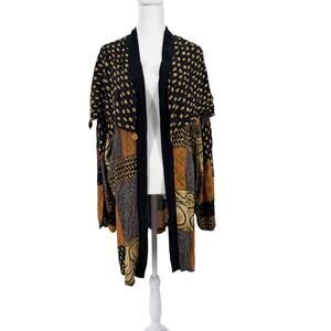 Vintage AKF Woman Patchwork Kimono Jacket Boho Open Cardigan Womens M/L